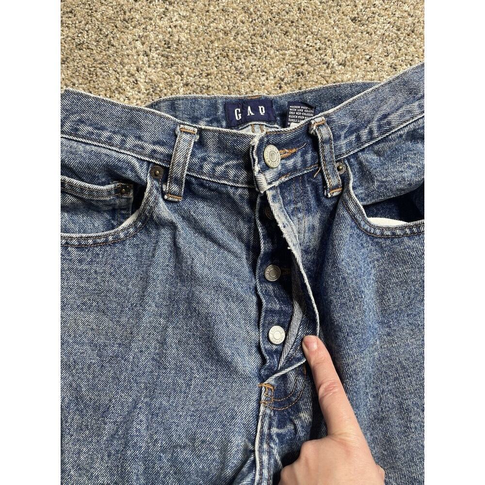 Vintage Gap Blue Jeans Womens Size 10 Ankle Button Fly Distressed Hong Kong